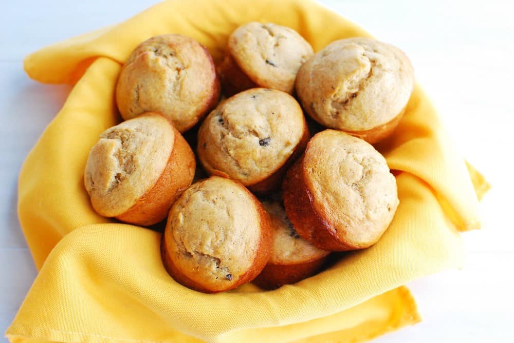 A basket of banana muffins.